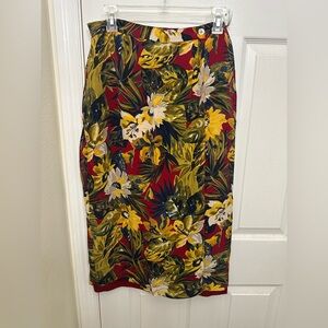 100% silk  tropical floral maxi skirt size 14